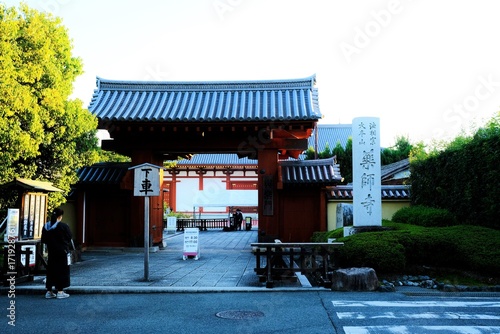 奈良、藥師寺、佛寺、寺院、文化財、木造建築、古代建築、日本文化、歷史名勝、文化財、木、綠色、青空、写真素材	