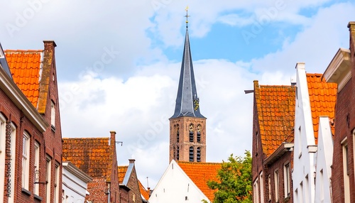 European city street scene with historic architecture
