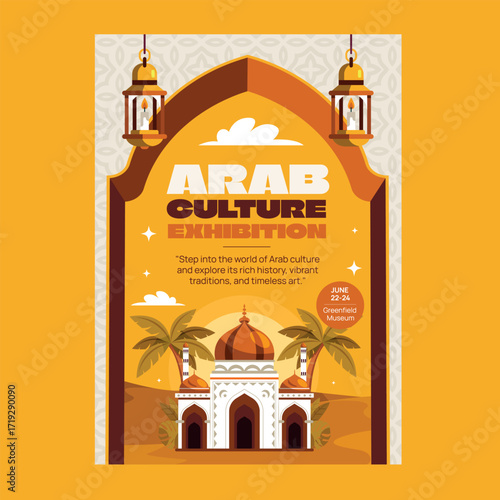 Flat Hand Drawn Traditional Middle Eastern Life Poster