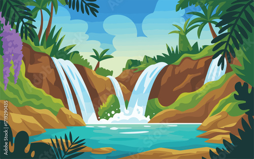 Tropical Waterfall Paradise A Serene Oasis of Nature's Beauty