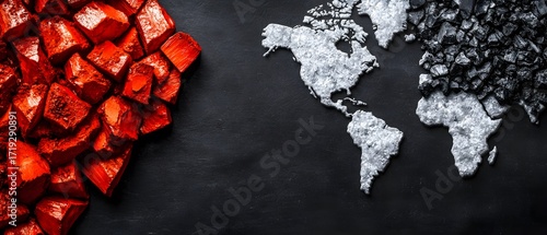 Global Resource Depletion- Red and Black Minerals on World Map