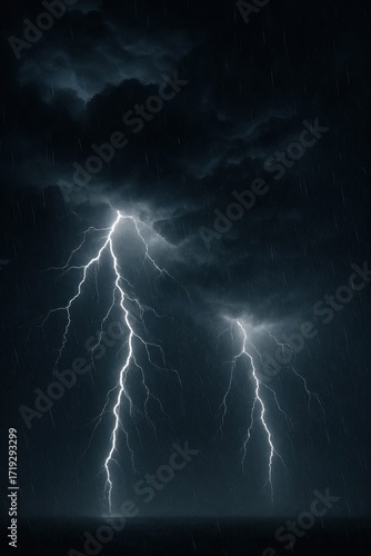 lightning in the night and storm