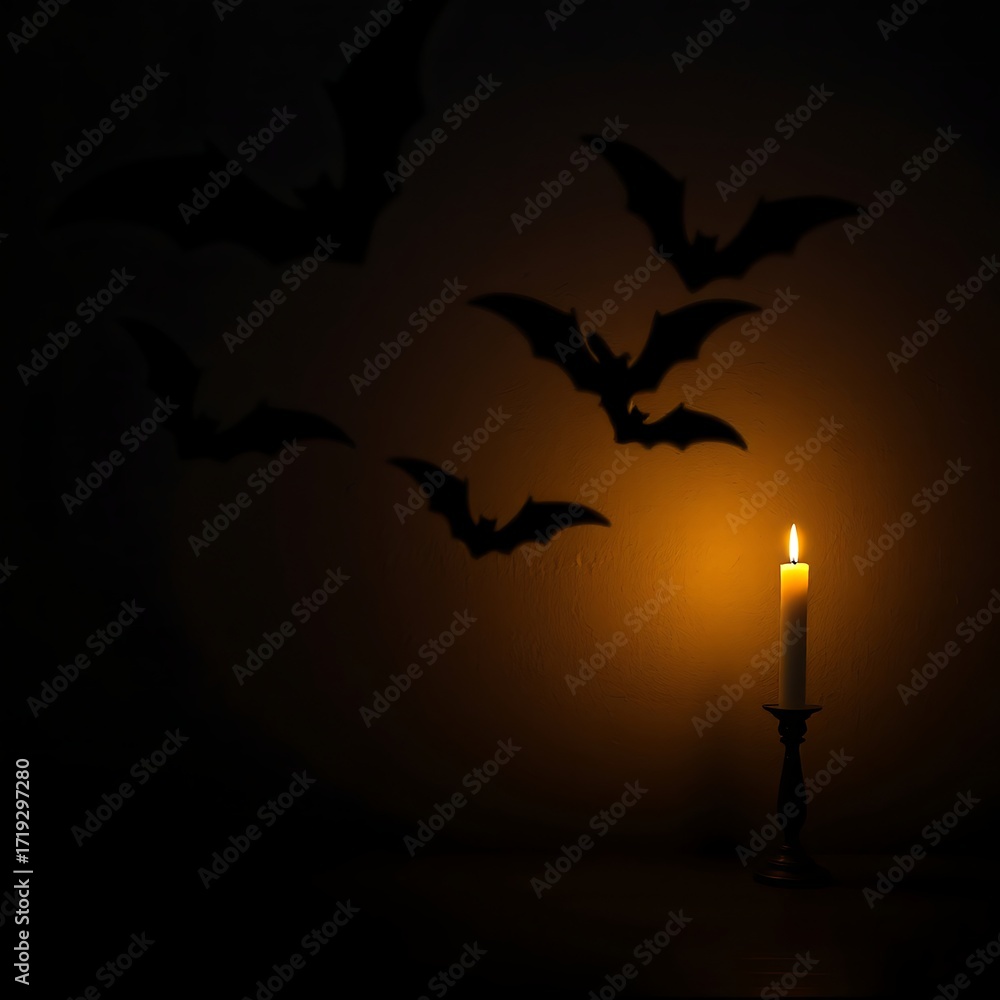 Fototapeta premium Bat shadows on wall for Halloween
