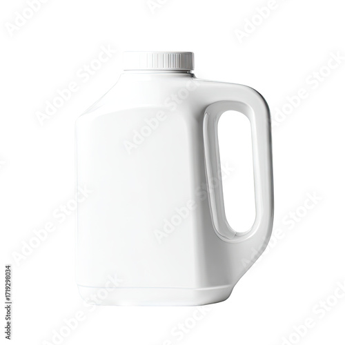 White plastic jug with handle, side view