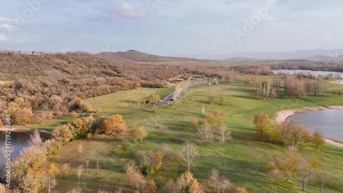 Aerial view from Garaio reservoir next to Vitoria-Gasteiz at the Basque Country.