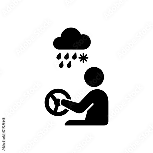 Driver in Bad Weather Icon