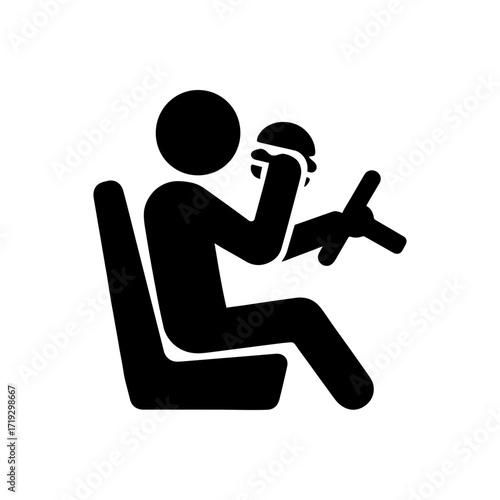 Driver Eating in Car Icon