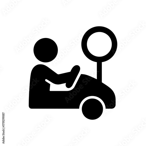Driver Stopping for Sign Icon