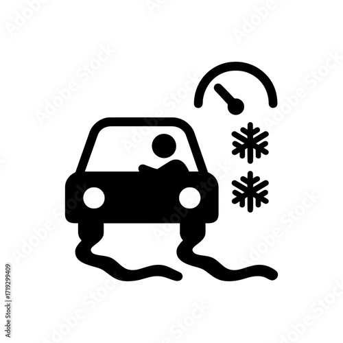 Car Swerving in Snow Icon