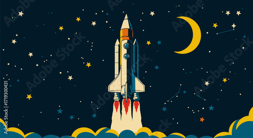 Rocket Ship at Night
