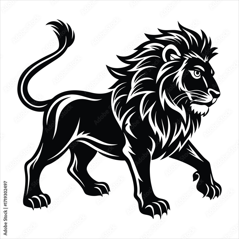 Obraz premium Stunning Lion Walking Forward Illustration