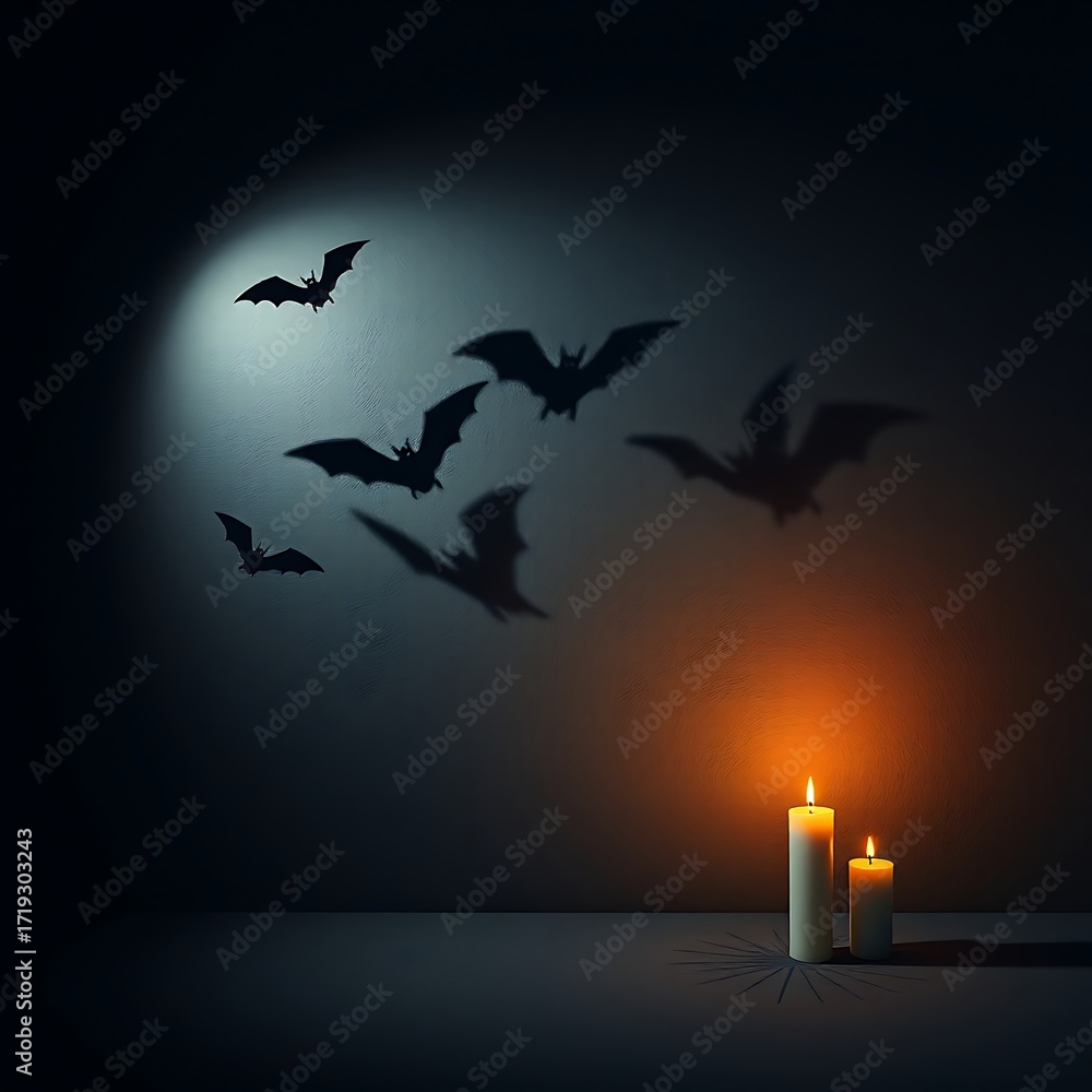 Fototapeta premium Bat shadows on wall for Halloween
