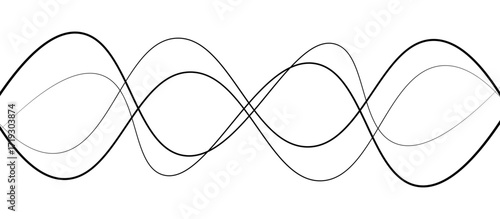 Abstract black thin wave lines flowing smoothly across a clean white background in a minimalist vector illustration design.
