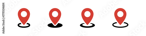 Map pin icon. Location map pin icon set. Address direction sign. Isolated geo tag.