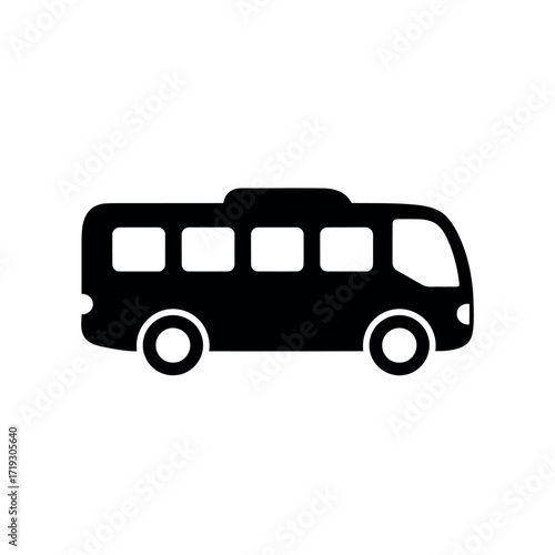 Vector illustration of black silhouette of a bus with windows and wheels