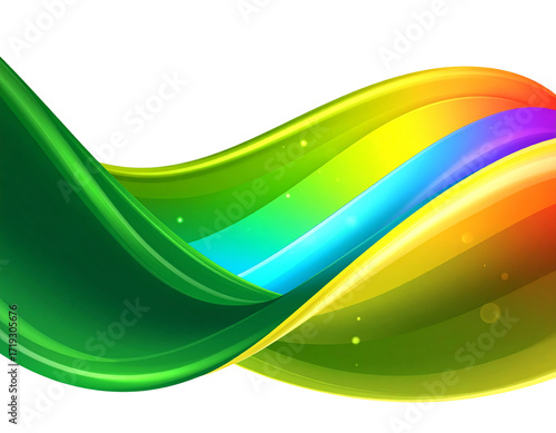  Vibrant Green to Rainbow Gradient Overlay with Smooth Light Flow, Transparent Background