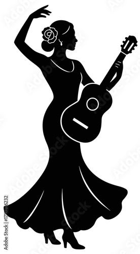 Flamenco Dancer with Guitar Silhouette � Spanish Dance Art