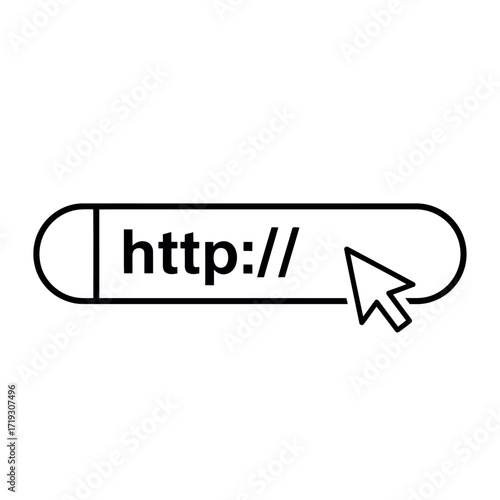 Vector illustration of browser search bar with http text and cursor icon