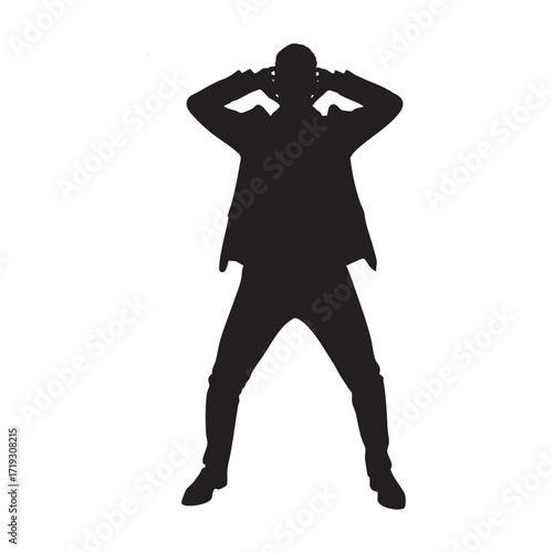 A silhouette of a man with his hands clasped behind his head, representing a moment of deep thought, stress, or confident relaxation.