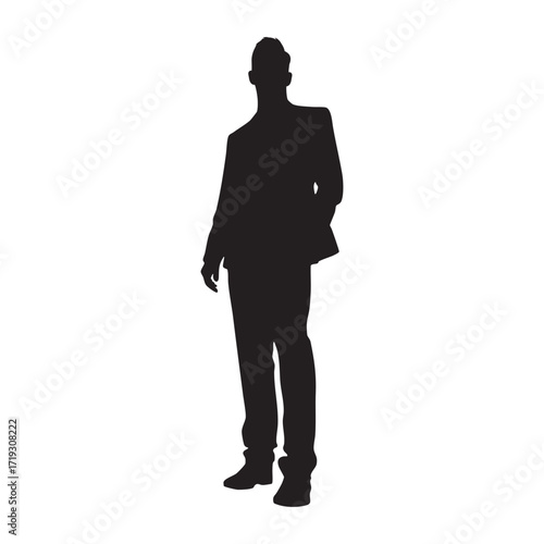 A silhouette of a confident man in a suit, with one hand in his pocket, representing professionalism, success, and a relaxed, stylish demeanor.