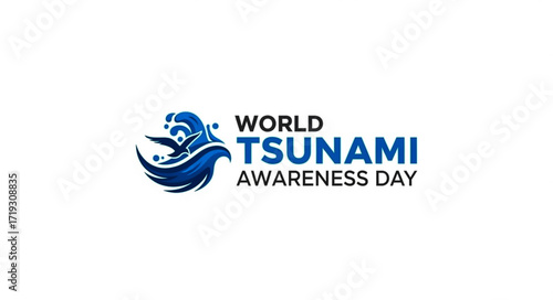 World Tsunami Awareness Day Logo: Stylized Blue Wave Design