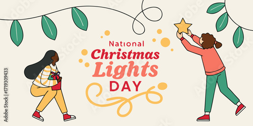 National Christmas Lights Day Celebration with festive illustration