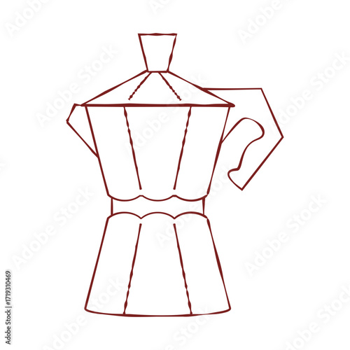 Simple line art percolator sketch for cafe branding, kitchen poster, or stickers.