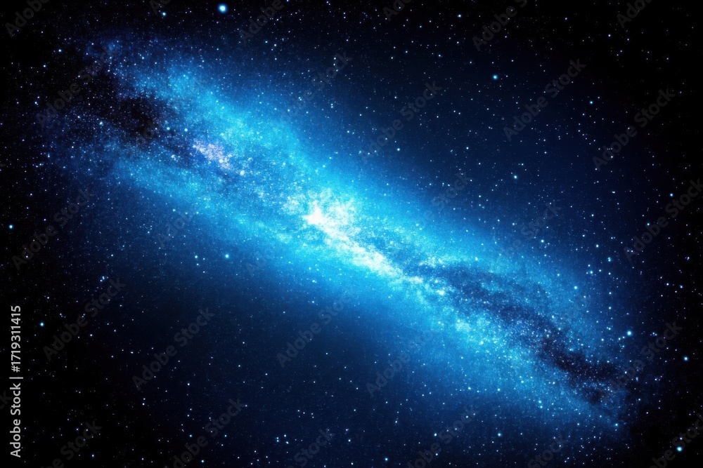 Naklejka premium A stunning view of a galaxy in deep space with vibrant blue colors.