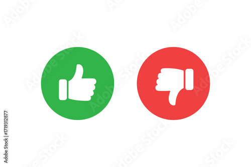 Green thumbs up and red thumbs down icons for approval and disapproval
