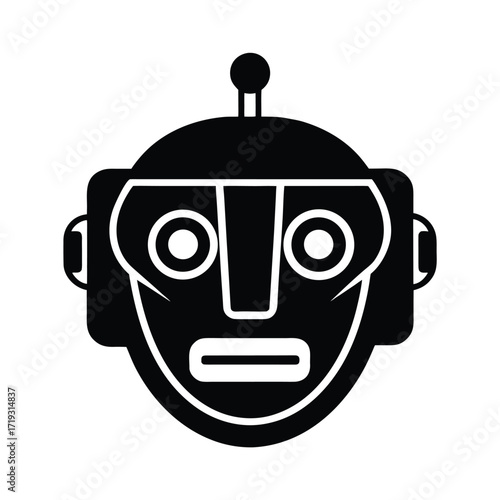 Robot Face Emoji Icon Vector