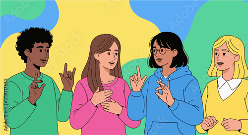 People Communicating Through Sign Language