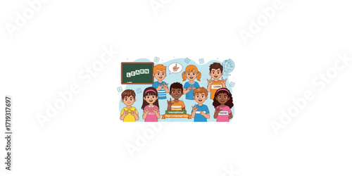 Children Learning Sign Language Together