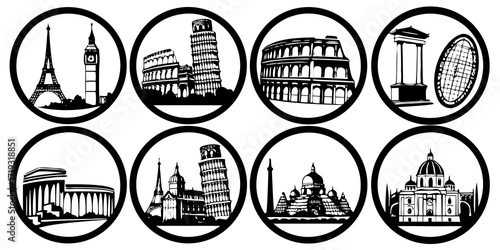 vector illustration set of europe buildings and architecture