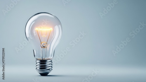 Bright Light Bulb Illuminating in a Minimalist Setting with Soft Background Colors
