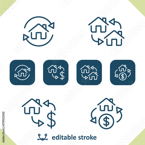 Real Estate Icons. House, Home, Price, Dollar Icon