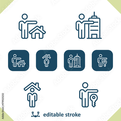 Realtor Icons. Real Estate Agent, Home Owner, House Icon