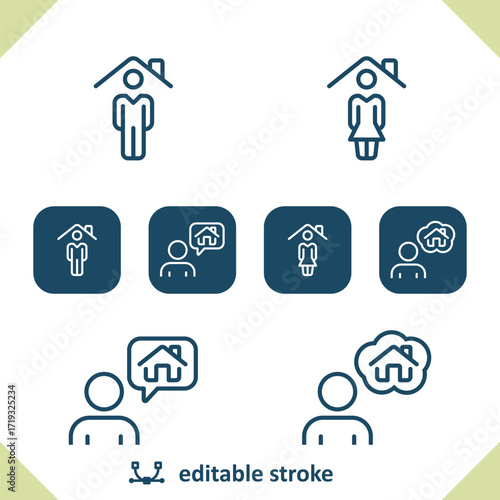 Realtor Icons. Real Estate Agent, Home Owner, House Icon