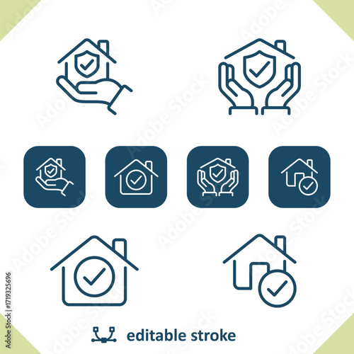 Home Insurance Icons. Security, House, Shield Icon