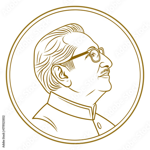 Illustration of ayub khan, a pakistani politician and army general who served as the second president of pakistan from 1958 until being forced to resign in 1969
