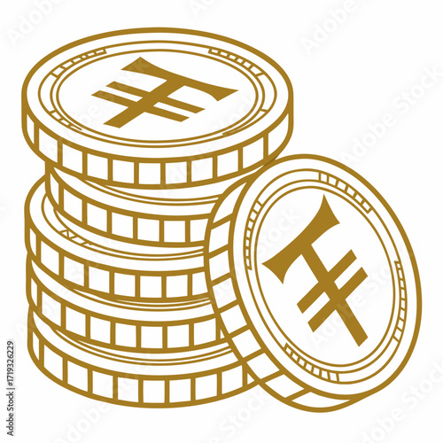 Illustration of a stack of gold coins with the armenian dram symbol a visual representation of wealth, finance, and economic prosperity