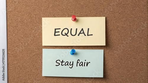 Inspirational Equal Rights Message on Cork Board with Notes