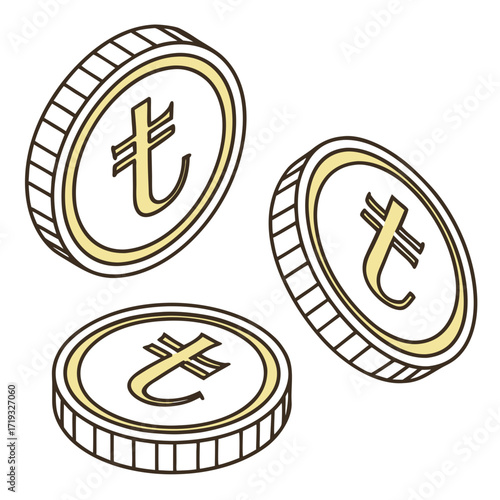 Illustration of turkish lira coins, a symbolic representation of turkish currency, finance, and the economy of turkey