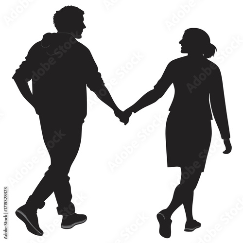 Silhouetted couple walking hand in hand a symbol of love and connection