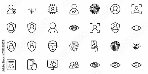 Enhance your digital security with these simple identity and verification icons, perfect for modern websites and applications needing a sleek, minimal look