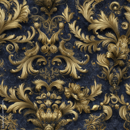 Luxurious Rococo Damask Seamless Background