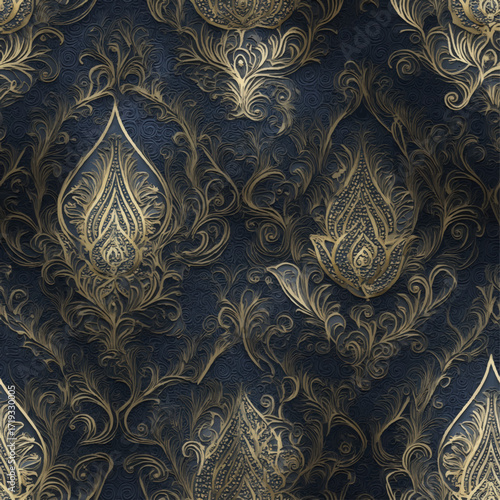 Elegant Rococo Style Golden Seamless Wallpaper