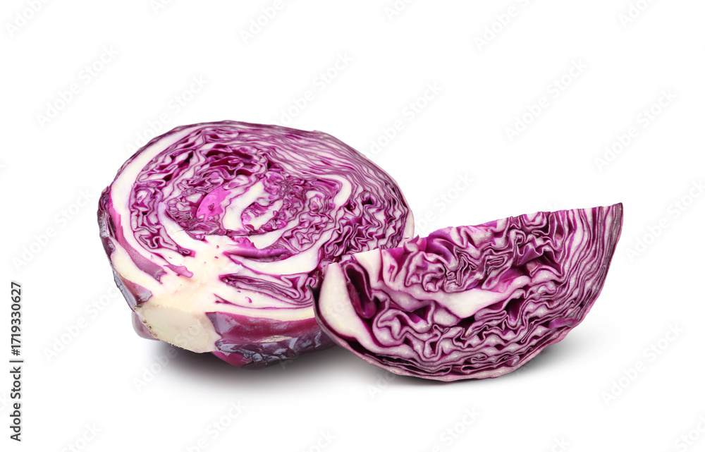Fototapeta premium Fresh ripe red cabbage isolated on white