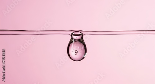 Clear Liquid Droplet Forming on Surface With Bubbles Inside