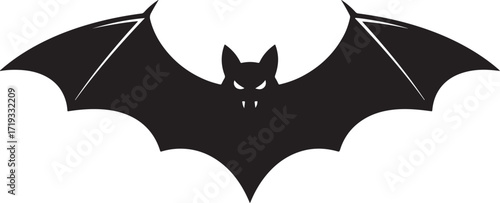 Creepy black bat silhouette spreading wings for halloween night