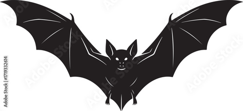 Silhouette of a flying bat with outstretched wings and glowing eyes a nocturnal creature ready to take flight